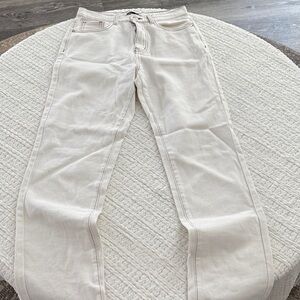 Cream Straight-Leg Jeans